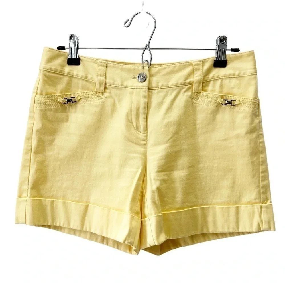 White House  Black Market Shorts Cuffed Yellow Size 2 - Picture 4 of 15